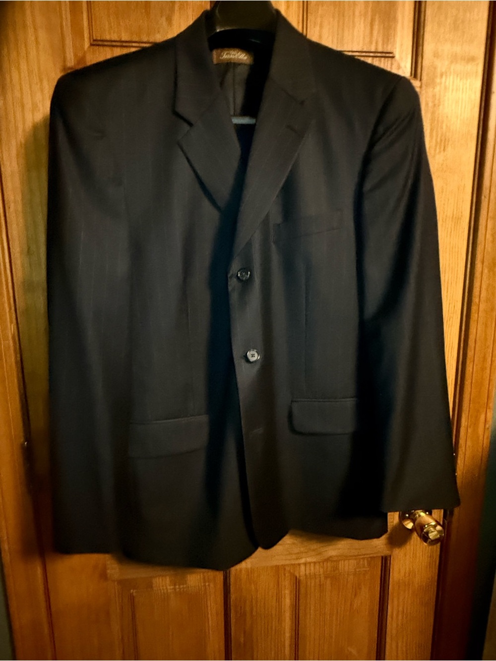 Tasso Elba Angelico Super 140s wool sport coat blazer black pinstripe 42R